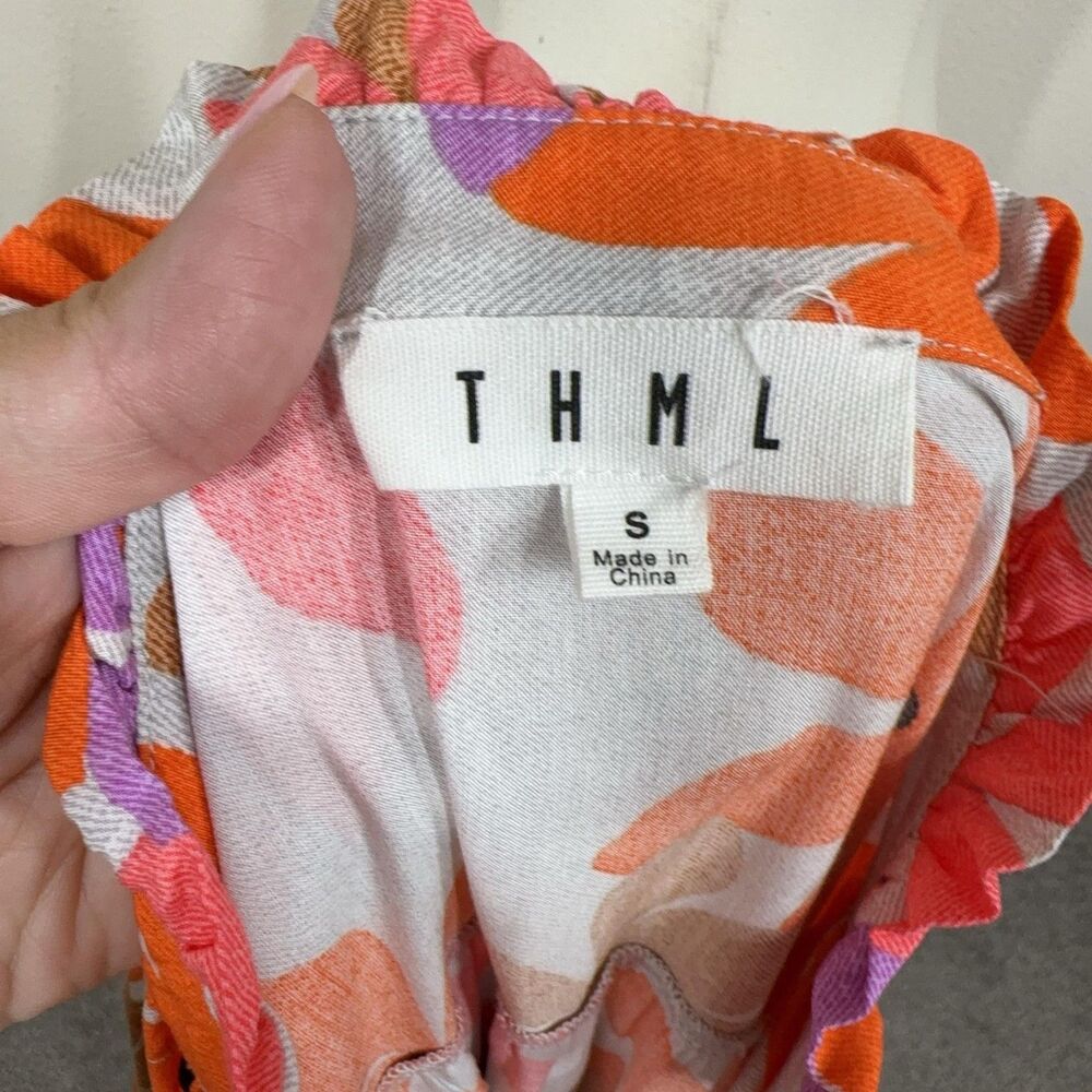 THML Dress Womens Small Floral Smocked Mini Boho Cottage Festival Hippie Retro - Picture 4 of 7